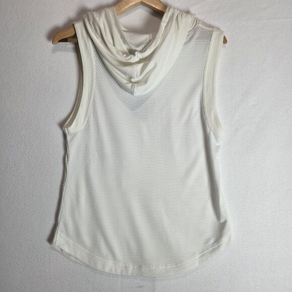 Reebok Womens Small Workout Ready Sleeveless Hoodie Running White Speedwick - Picture 3 of 8